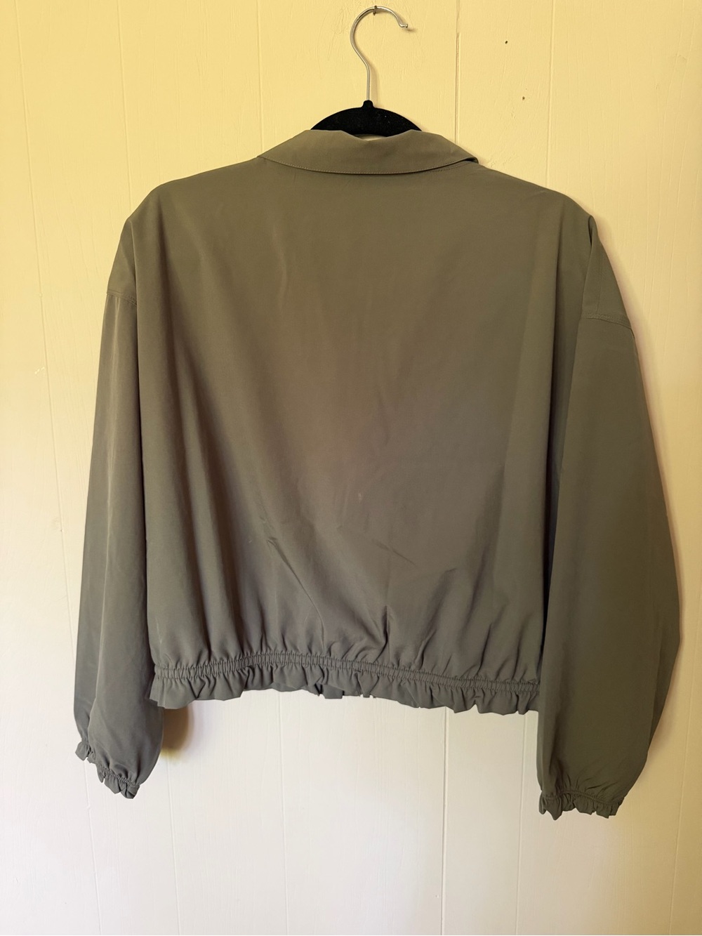 Olive Zip-Front Drawstring Activewear Jacket - Picture 5 of 6
